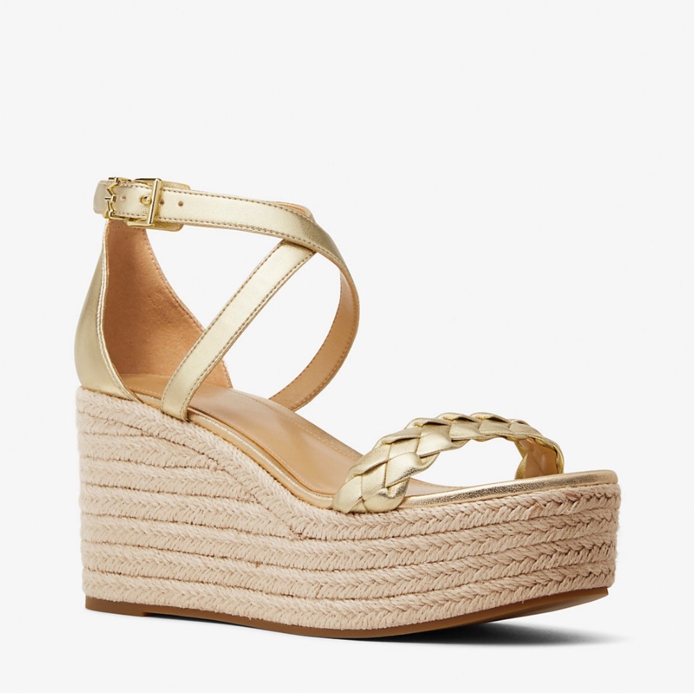 Brand New Michael Kors Serena Wedge Sandal gold